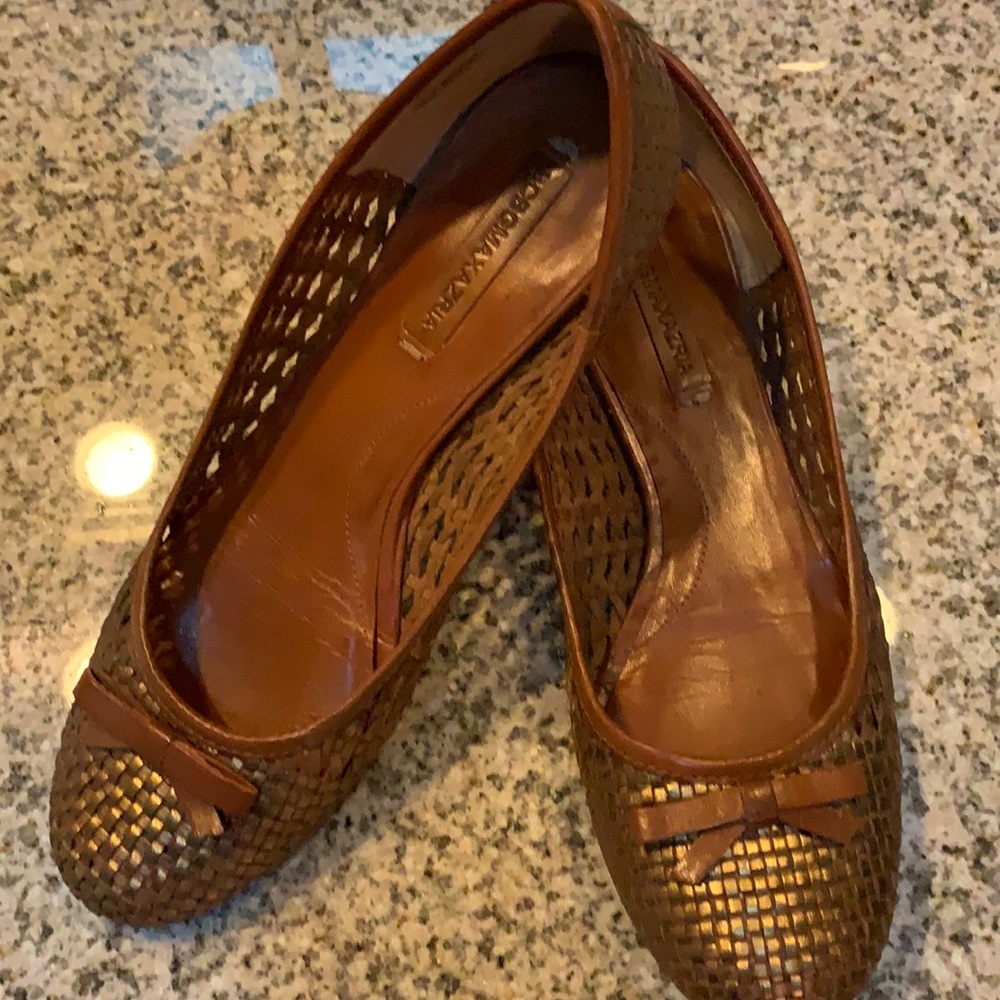 Brown and gold leather flats by BCBG size 8.5